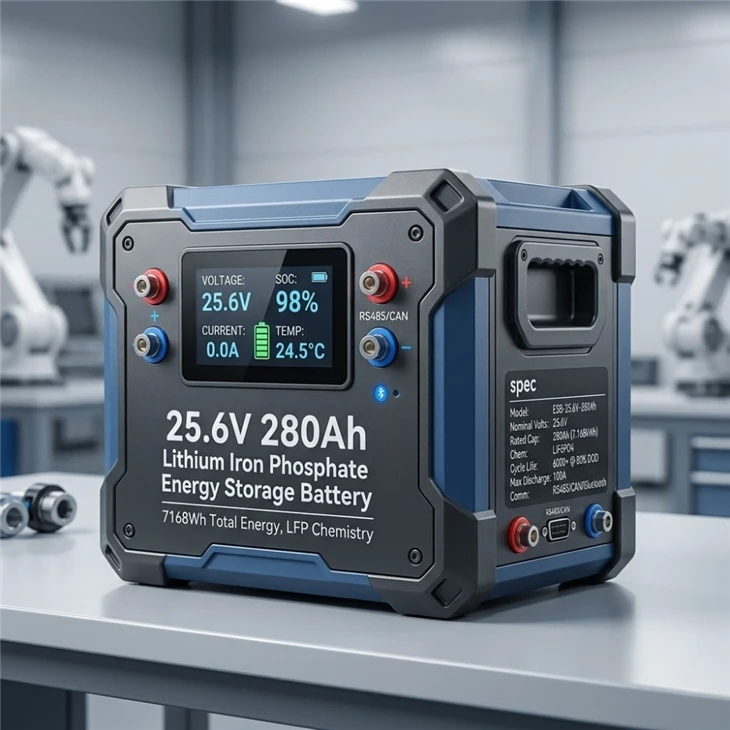 25,6 V 280 Ah litija dzelzs fosfāta enerģijas uzglabāšanas akumulators